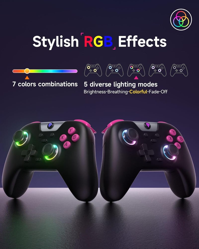 EasySMX X05 2.4g Wireless Gaming Controller for PC/Steam/iPhone/Android/Switch - Bluetooth Controller Gamepad with Hall Effect, RGB Lights and Turbo, Anti-Drift Controller - Image 3